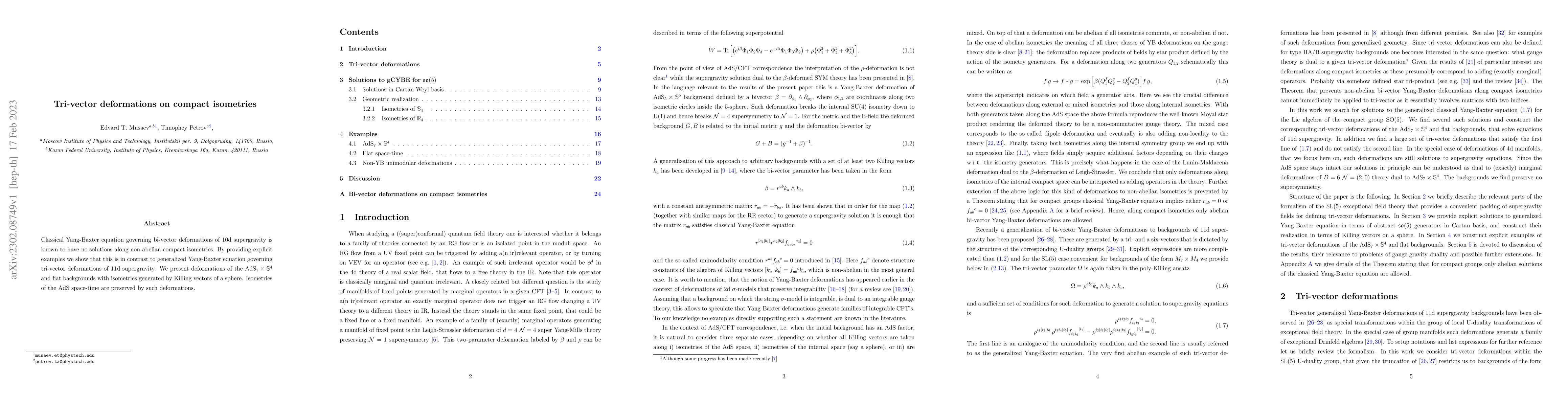 Thumbnail for Tri-vector deformations on compact isometries
