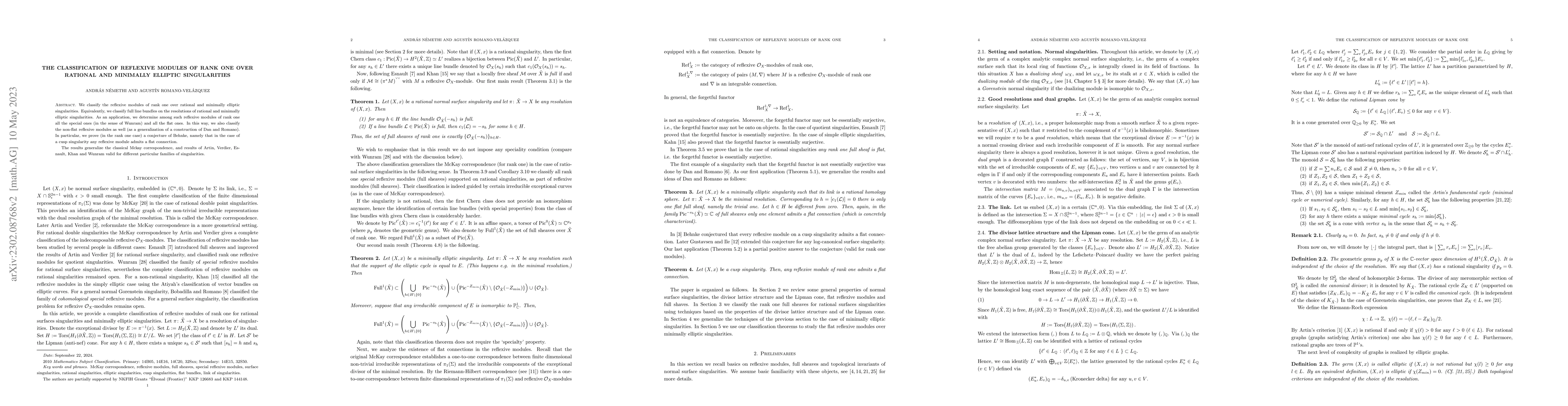 Thumbnail for The classification of reflexive modules of rank one over rational and
  minimally elliptic singularities