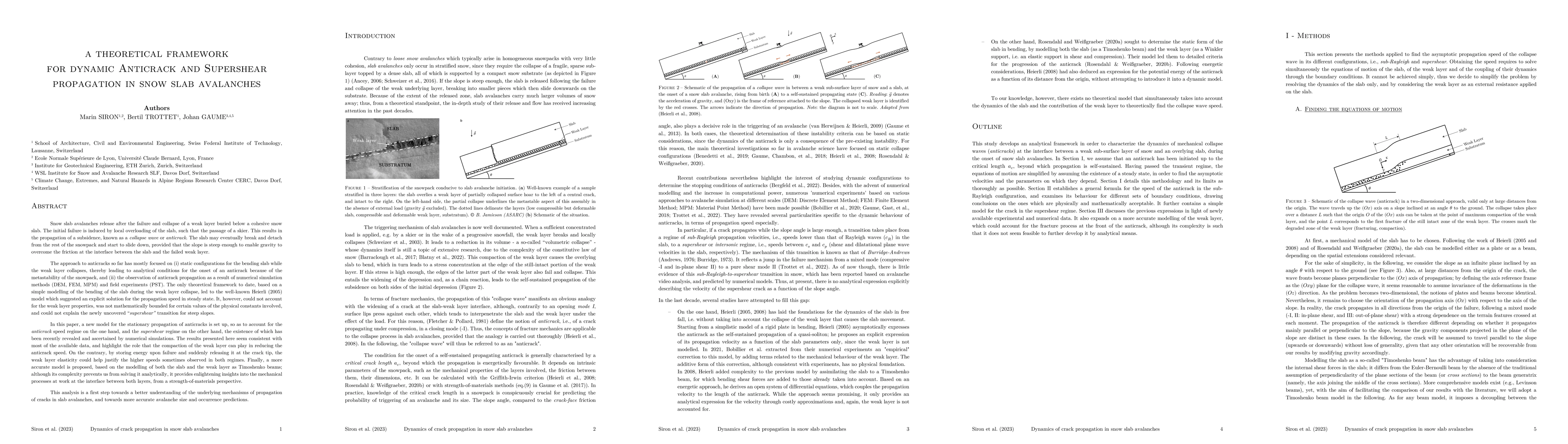 Thumbnail for A theoretical framework for dynamic anticrack and supershear propagation
  in snow slab avalanches