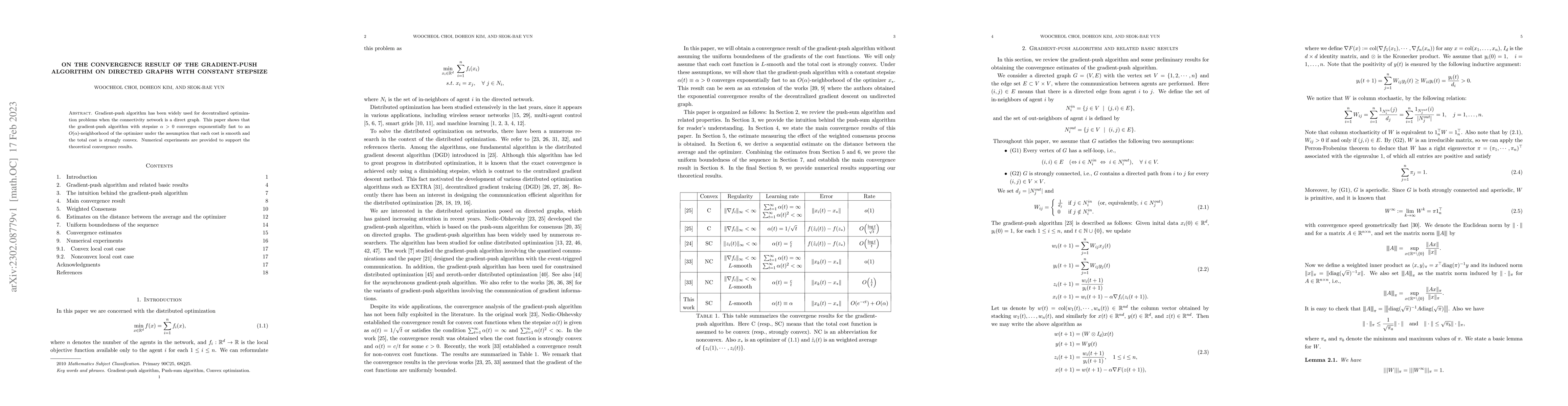 Thumbnail for On the convergence result of the gradient-push algorithm on directed
  graphs with constant stepsize