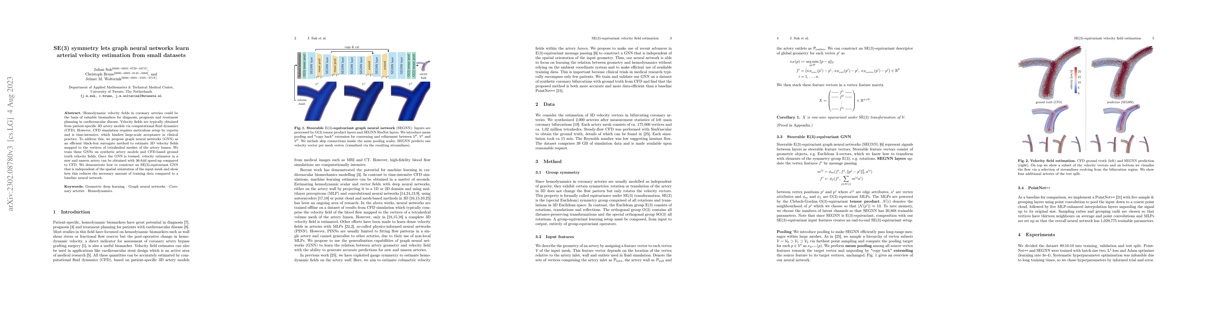 Thumbnail for SE(3) symmetry lets graph neural networks learn arterial velocity
  estimation from small datasets