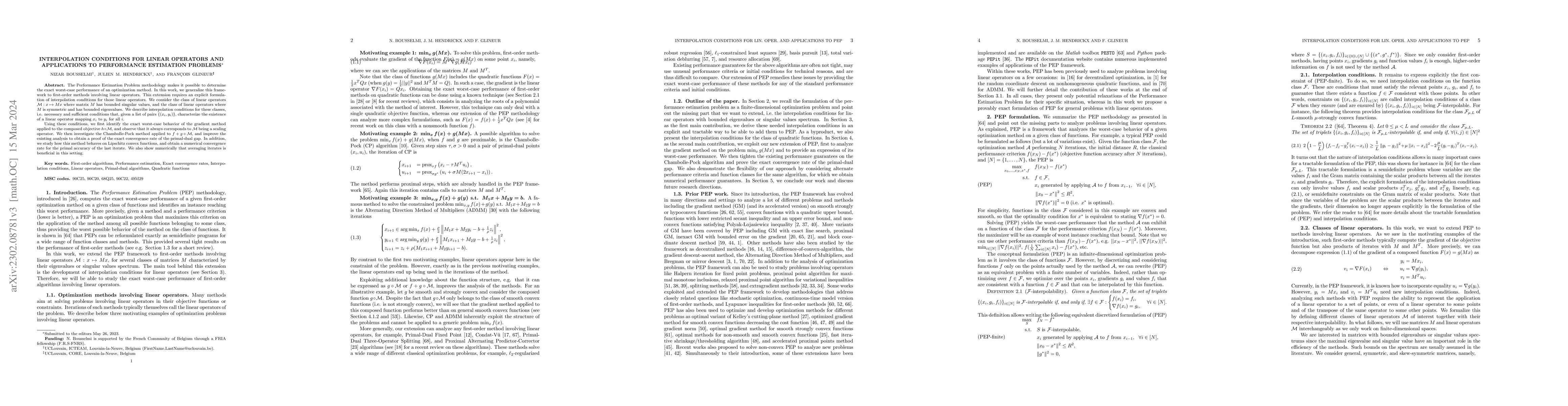 Thumbnail for Interpolation Conditions for Linear Operators and Applications to
  Performance Estimation Problems