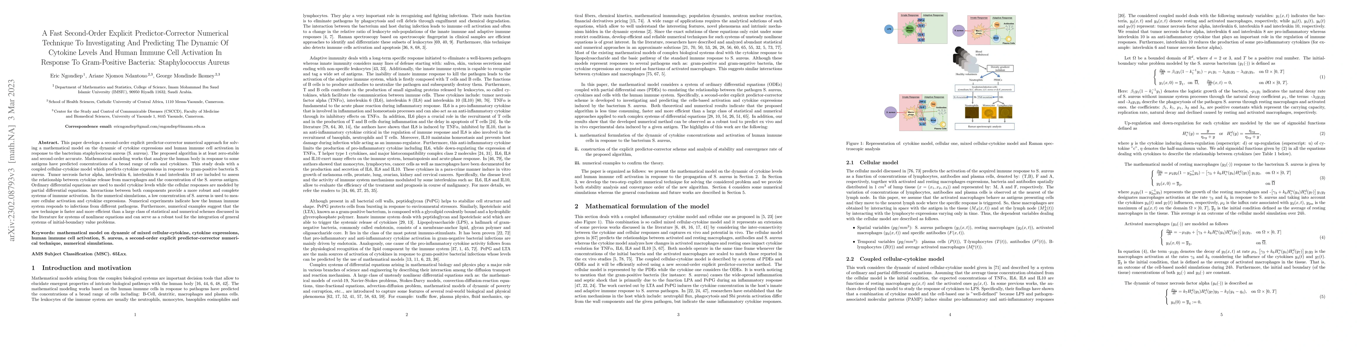 Thumbnail for A Fast Second-Order Explicit Predictor-Corrector Numerical Technique To
  Investigating And Predicting The Dynamic Of Cytokine Levels And Human Immune
  Cells Activation In Response To Gram-Positive Bacteria: Staphylococcus Aureus