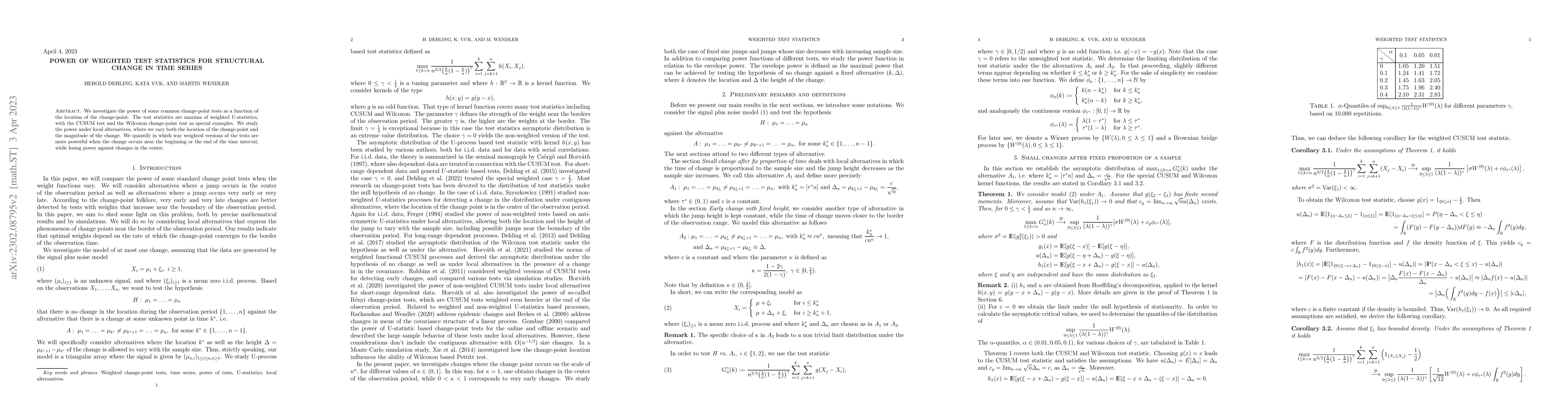 Thumbnail for Power of Weighted Test Statistics for Structural Change in Time Series