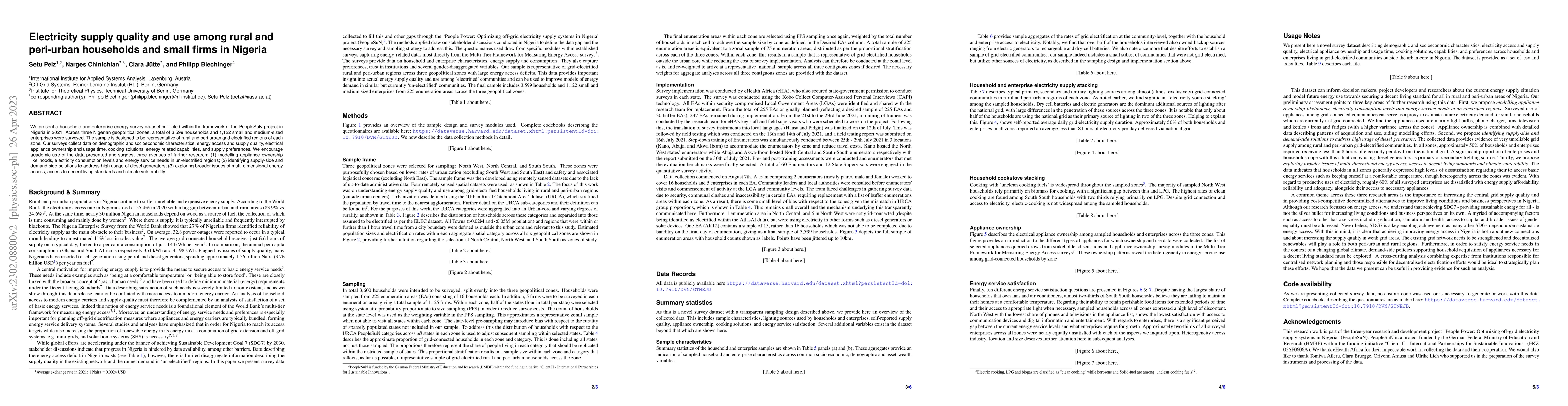Thumbnail for Electricity supply and use among rural and peri-urban households and
  small firms in Nigeria