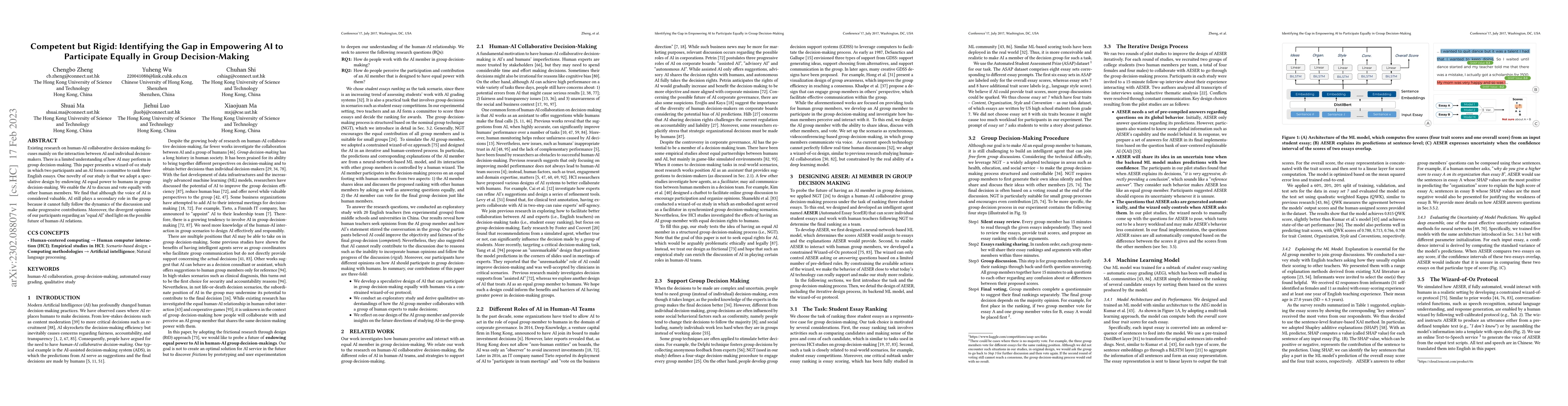 Thumbnail for Competent but Rigid: Identifying the Gap in Empowering AI to Participate
  Equally in Group Decision-Making