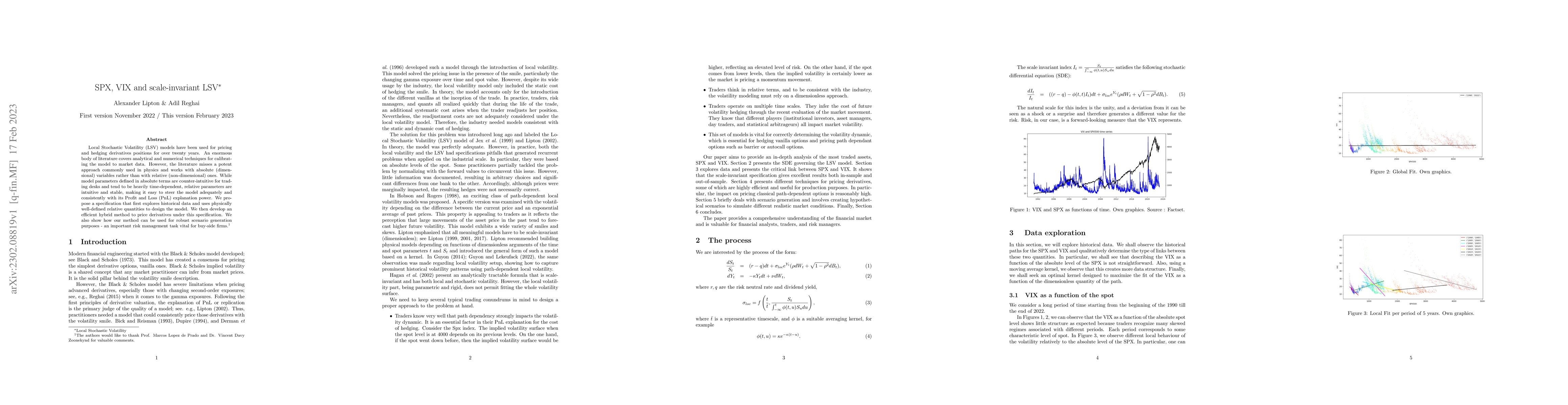 Thumbnail for SPX, VIX and scale-invariant LSV\footnote{Local Stochastic Volatility}