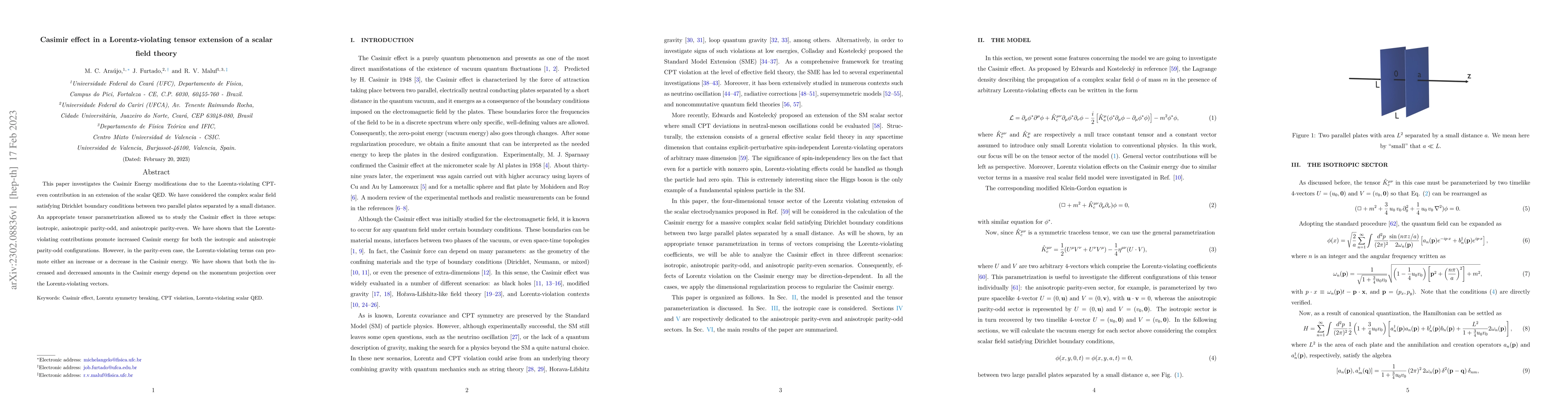 Thumbnail for Casimir effect in a Lorentz-violating tensor extension of a scalar field
  theory