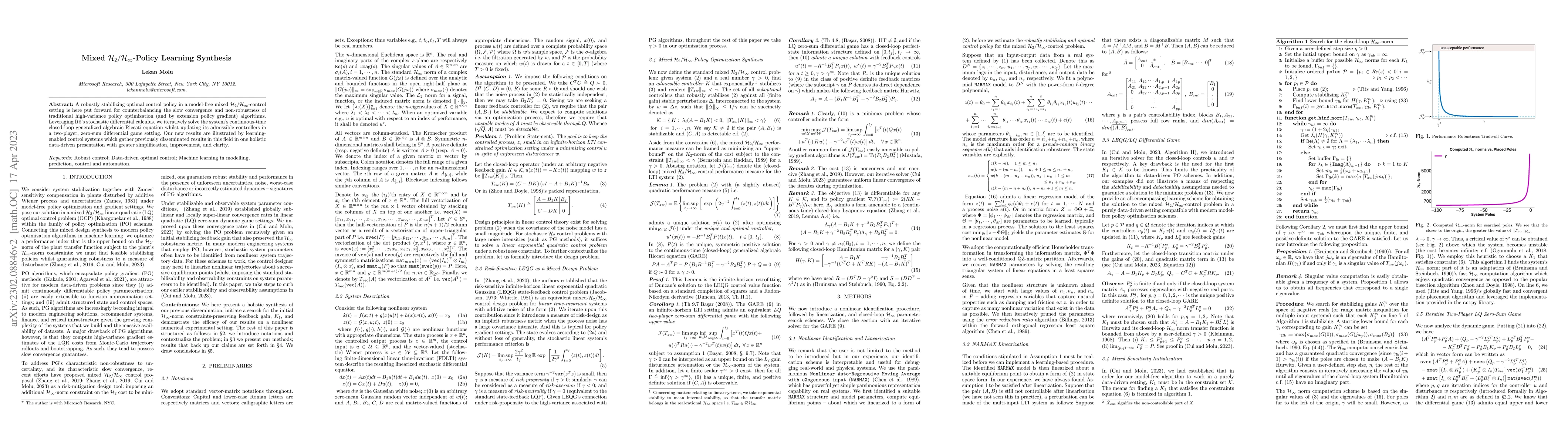 Thumbnail for Mixed $\mathcal{H}_2/\mathcal{H}_\infty$-Policy Learning Synthesis