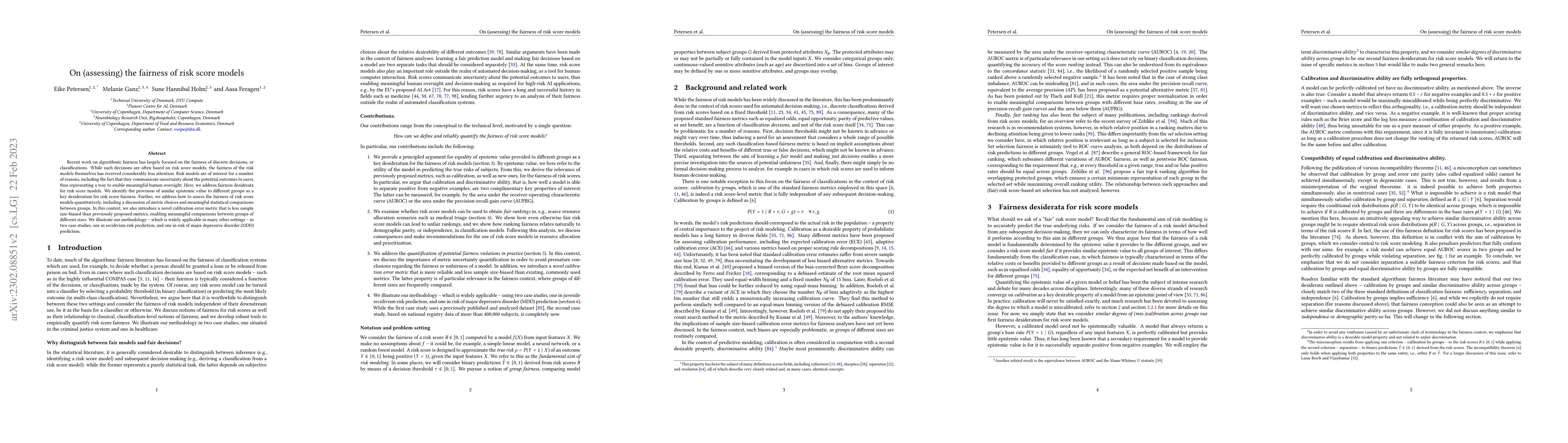 Thumbnail for On (assessing) the fairness of risk score models