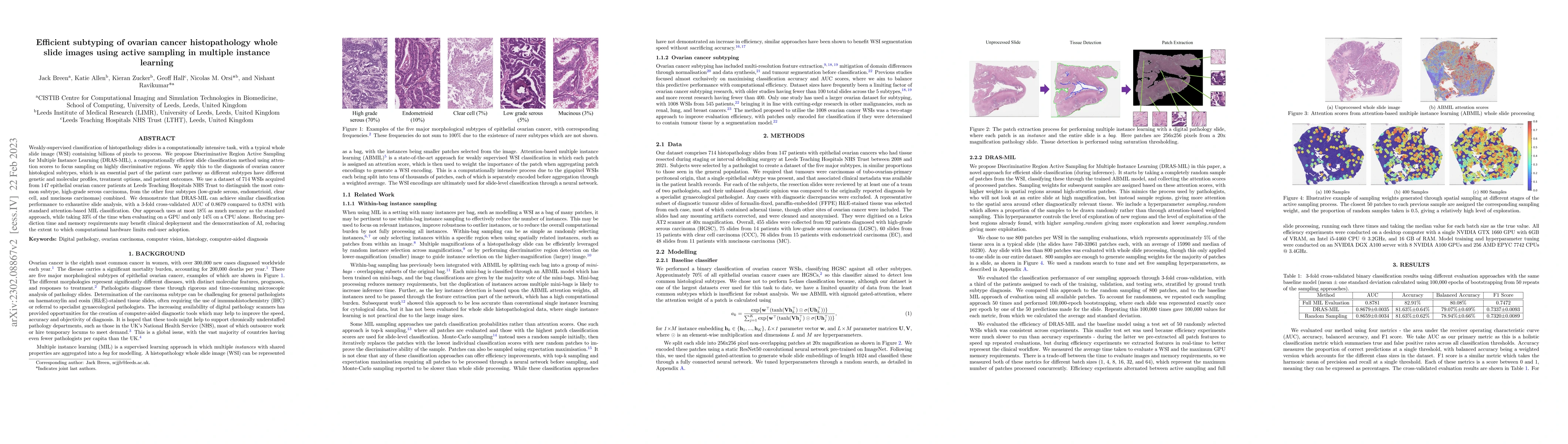 Thumbnail for Efficient subtyping of ovarian cancer histopathology whole slide images
  using active sampling in multiple instance learning