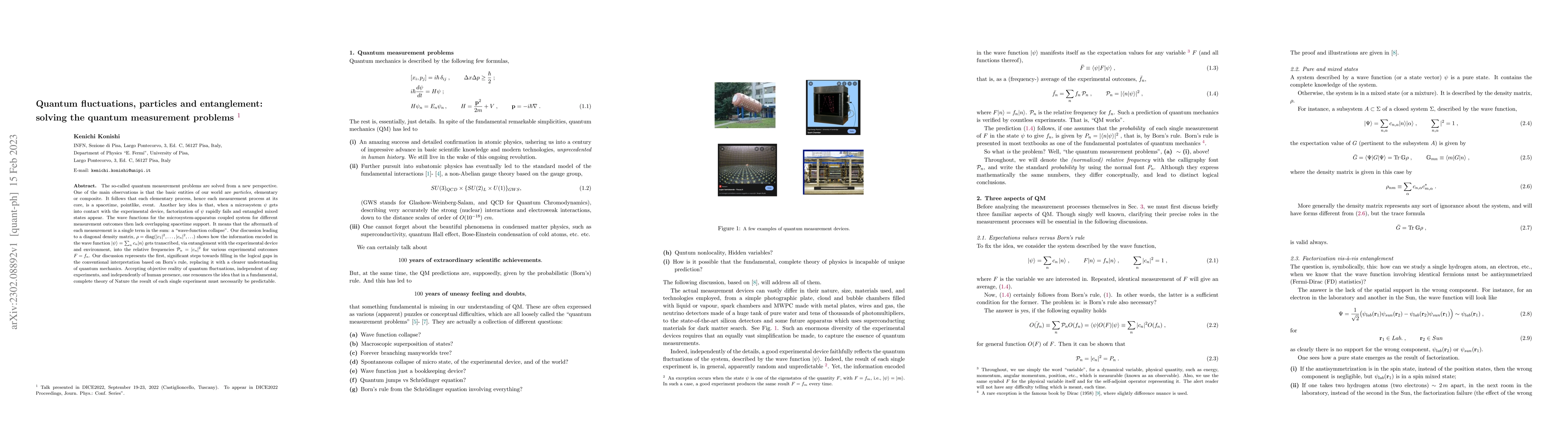 Thumbnail for Quantum fluctuations, particles and entanglement: solving the quantum
  measurement problems