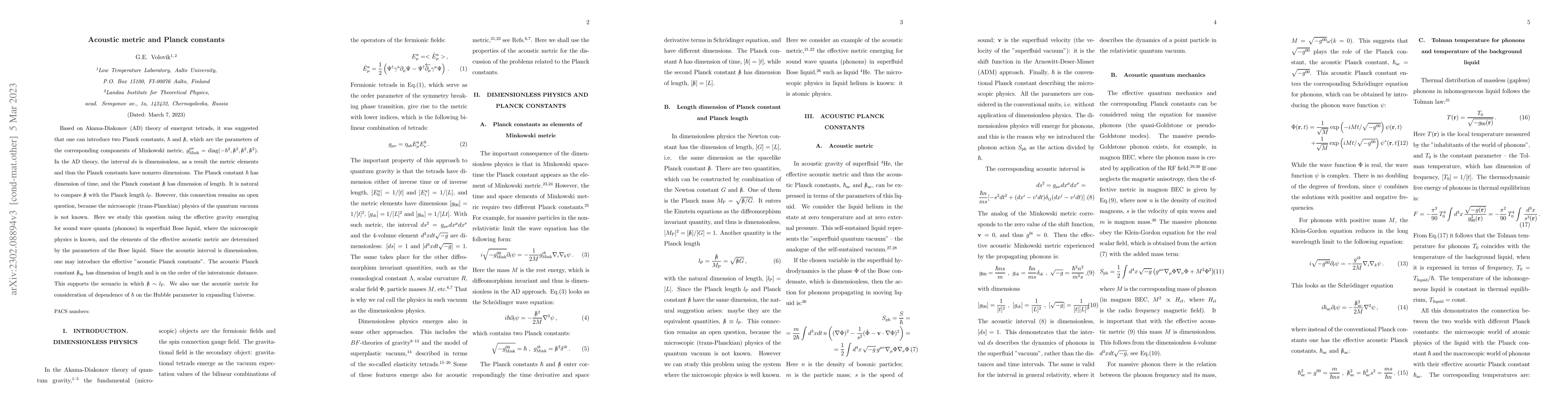Thumbnail for Acoustic metric and Planck constants