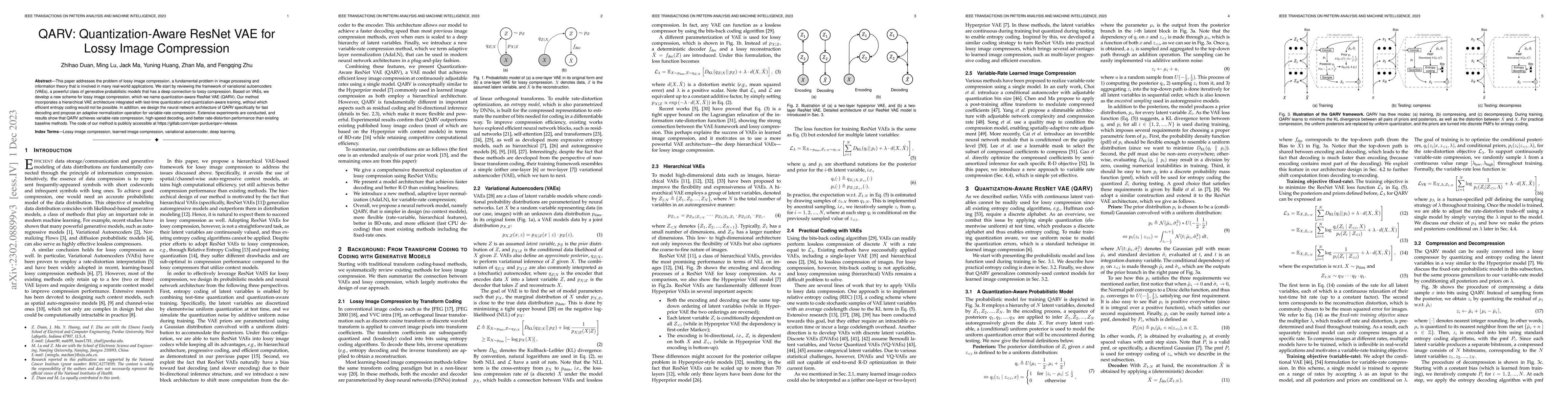 Thumbnail for QARV: Quantization-Aware ResNet VAE for Lossy Image Compression