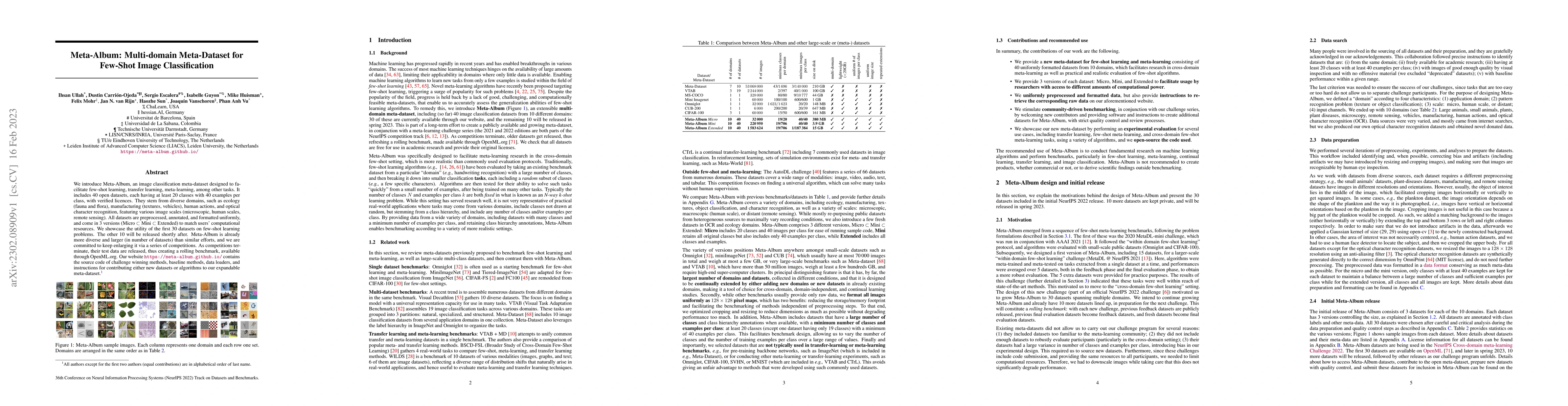 Thumbnail for Meta-Album: Multi-domain Meta-Dataset for Few-Shot Image Classification