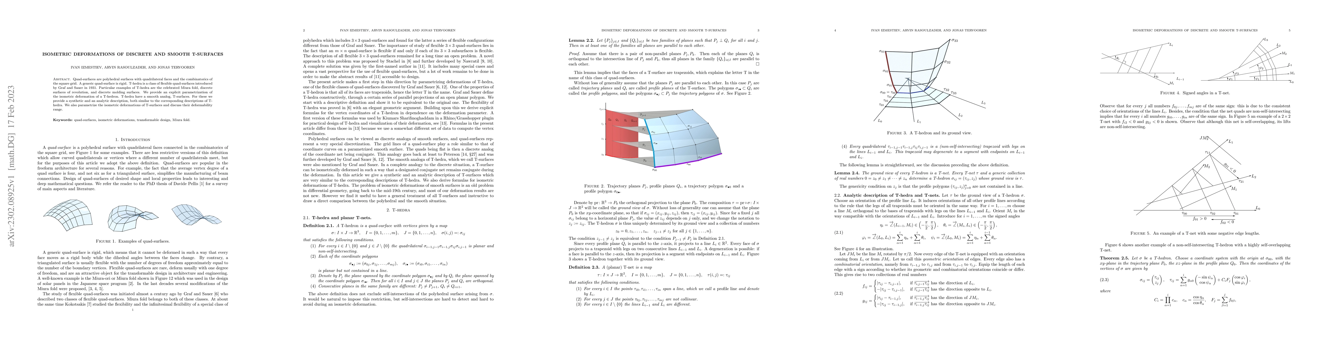 Thumbnail for Isometric Deformations of Discrete and Smooth T-surfaces