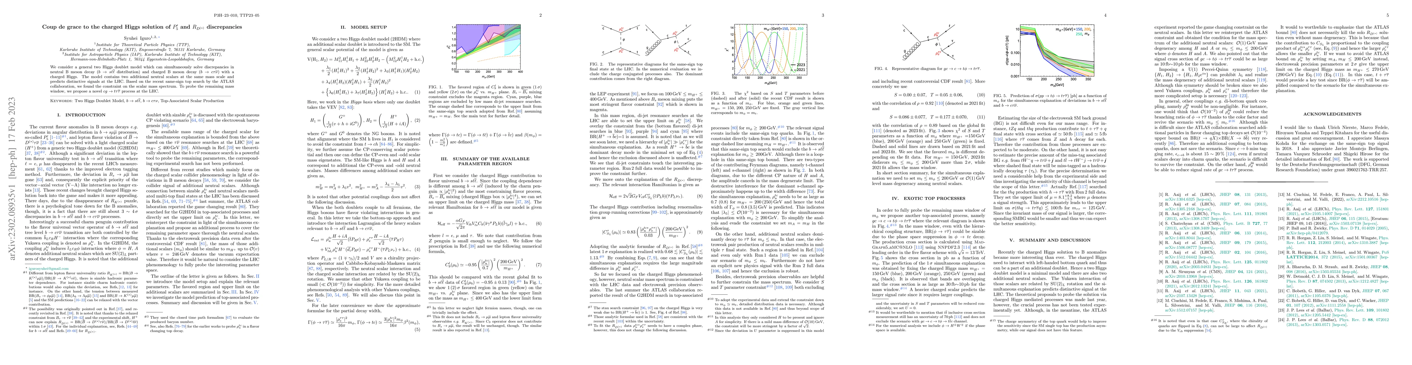 Thumbnail for Coup de grace to the charged Higgs solution of $P_5^\prime$ and
  $R_{D^{(*)}}$ discrepancies