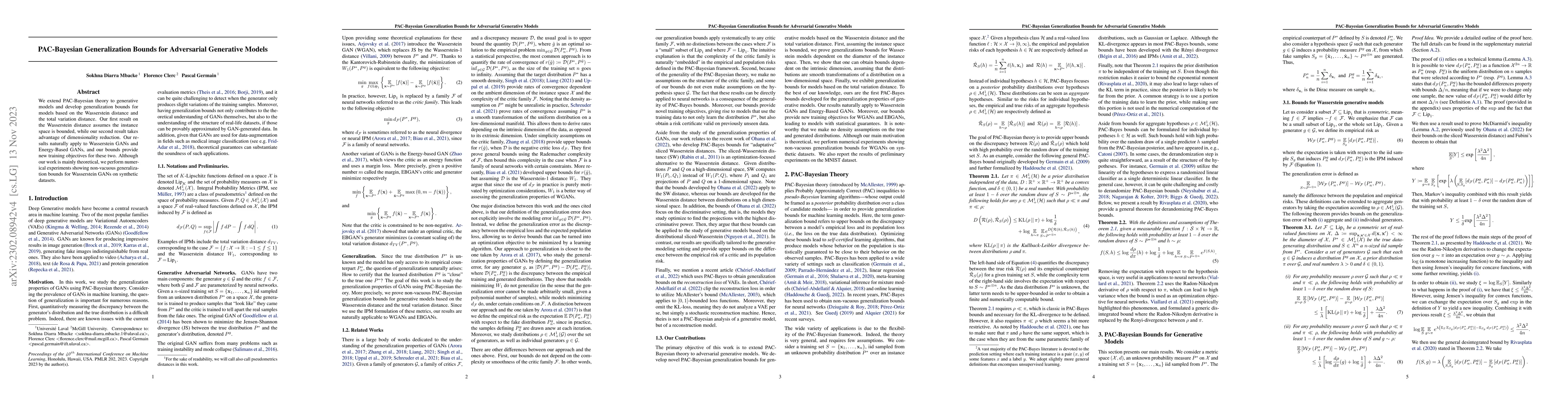Thumbnail for PAC-Bayesian Generalization Bounds for Adversarial Generative Models