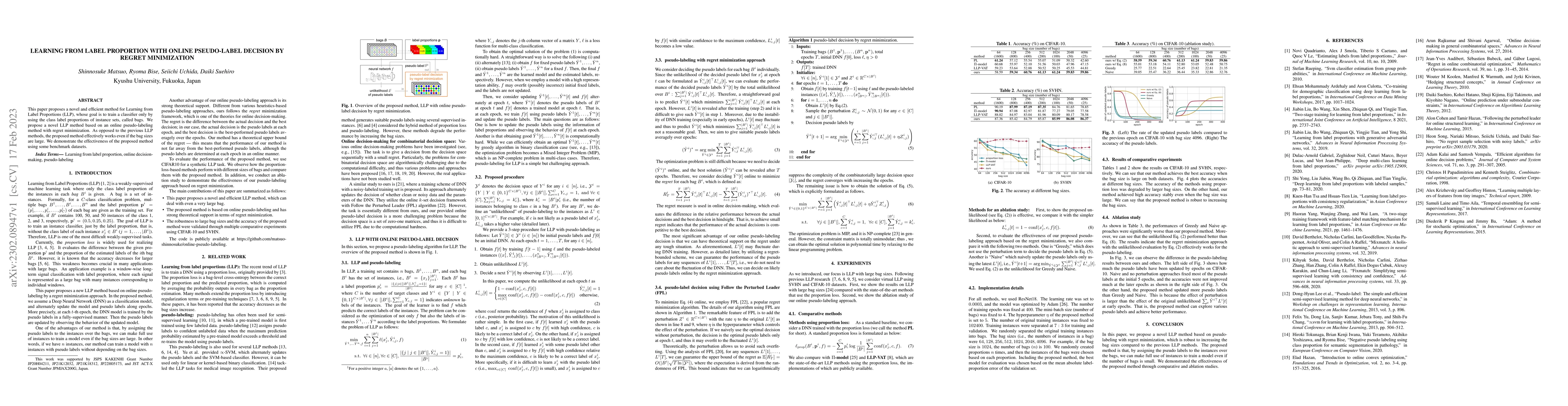 Thumbnail for Learning from Label Proportion with Online Pseudo-Label Decision by
  Regret Minimization