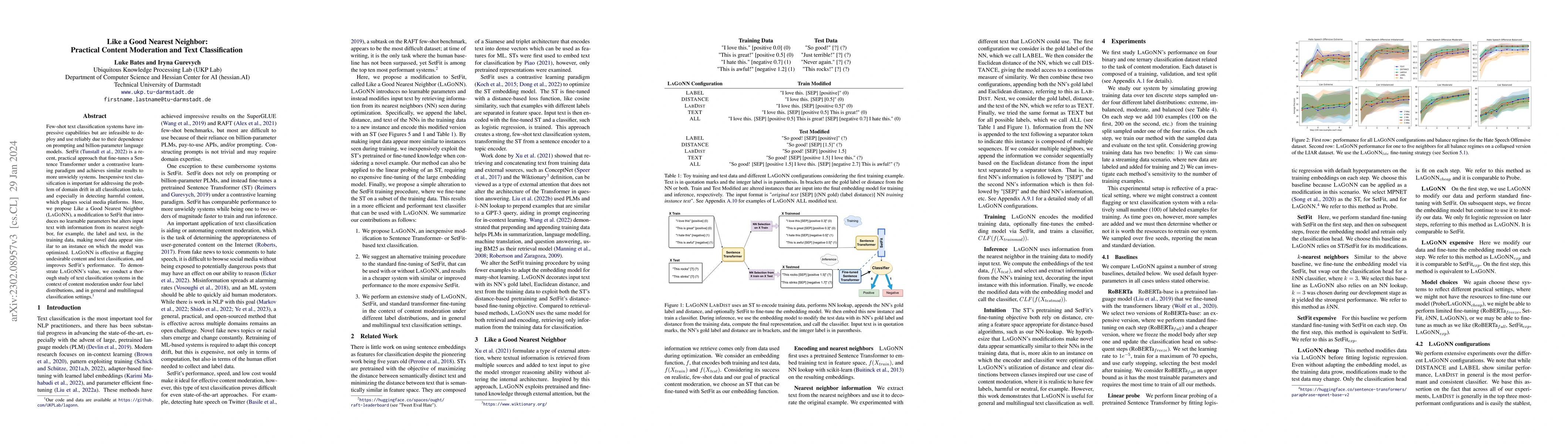 Thumbnail for Like a Good Nearest Neighbor: Practical Content Moderation and Text
  Classification