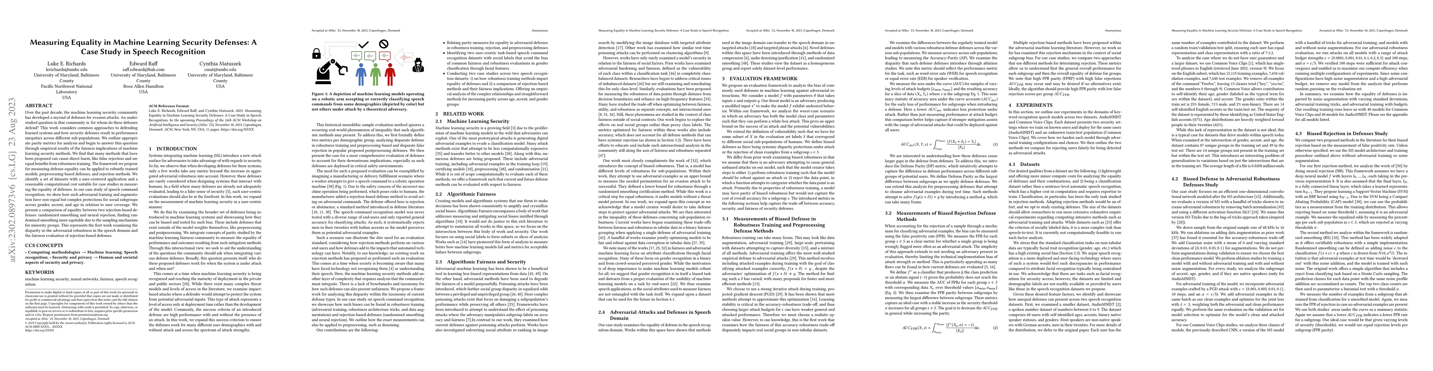 Thumbnail for Measuring Equality in Machine Learning Security Defenses: A Case Study
  in Speech Recognition
