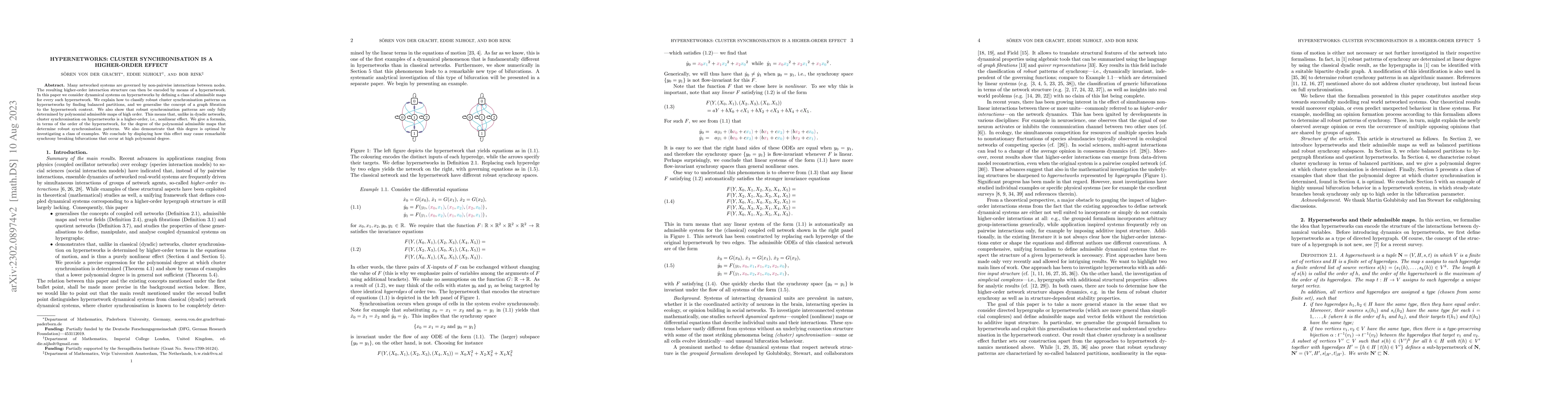 Thumbnail for Hypernetworks: cluster synchronisation is a higher-order effect