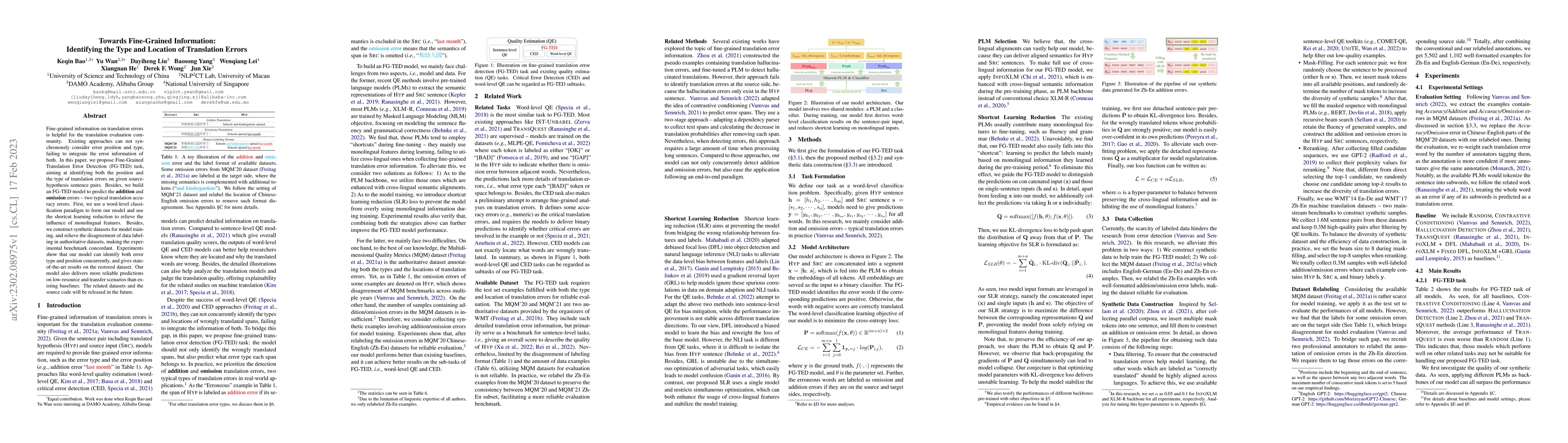 Thumbnail for Towards Fine-Grained Information: Identifying the Type and Location of
  Translation Errors