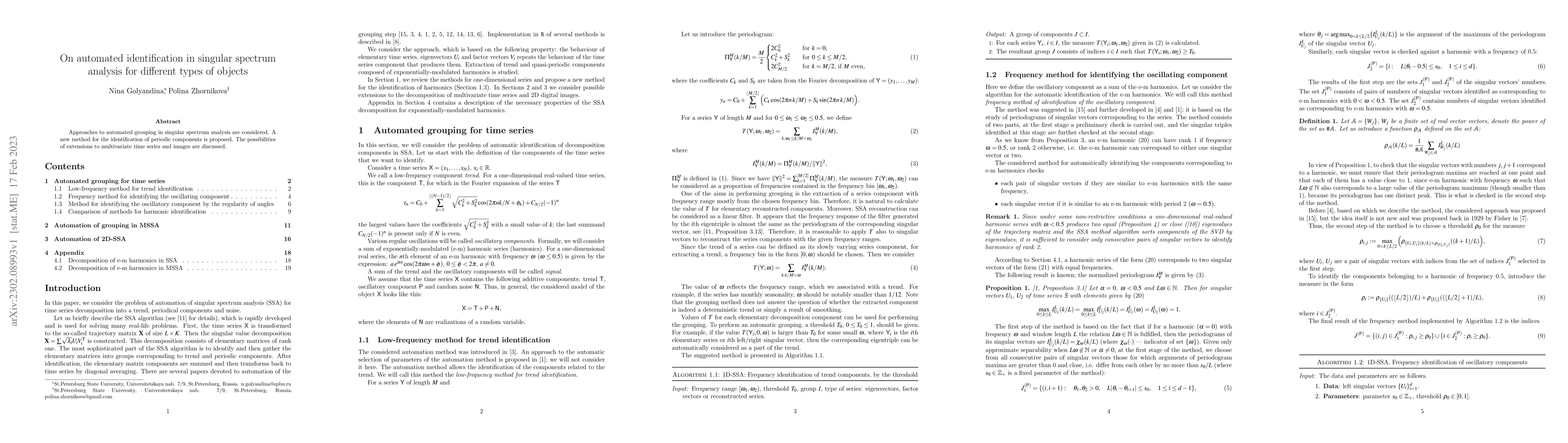 Thumbnail for On automated identification in singular spectrum analysis for different
  types of objects