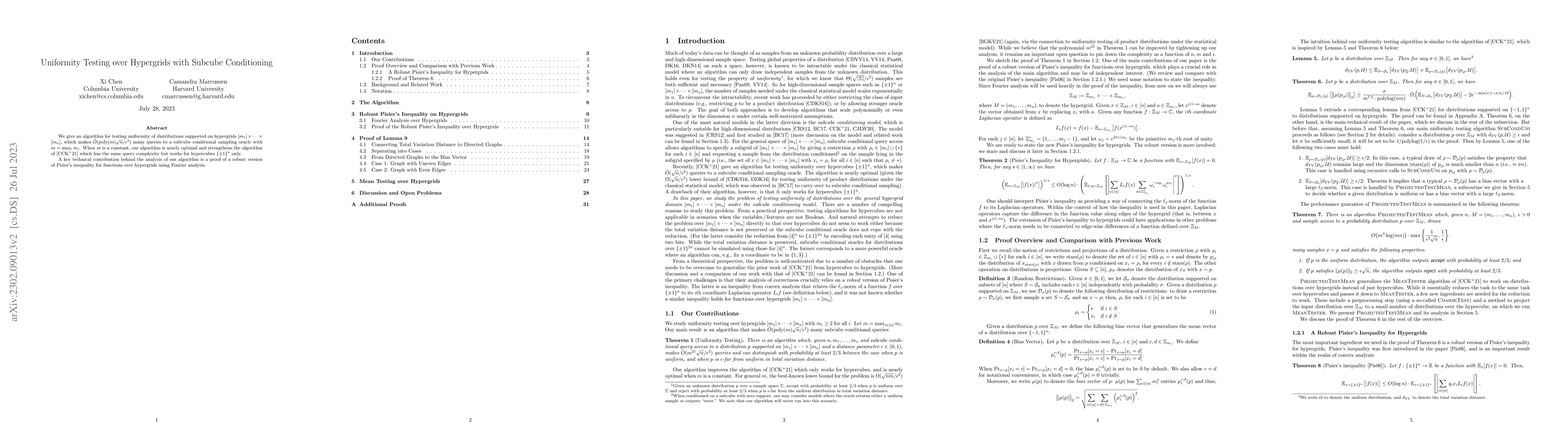 Thumbnail for Uniformity Testing over Hypergrids with Subcube Conditioning