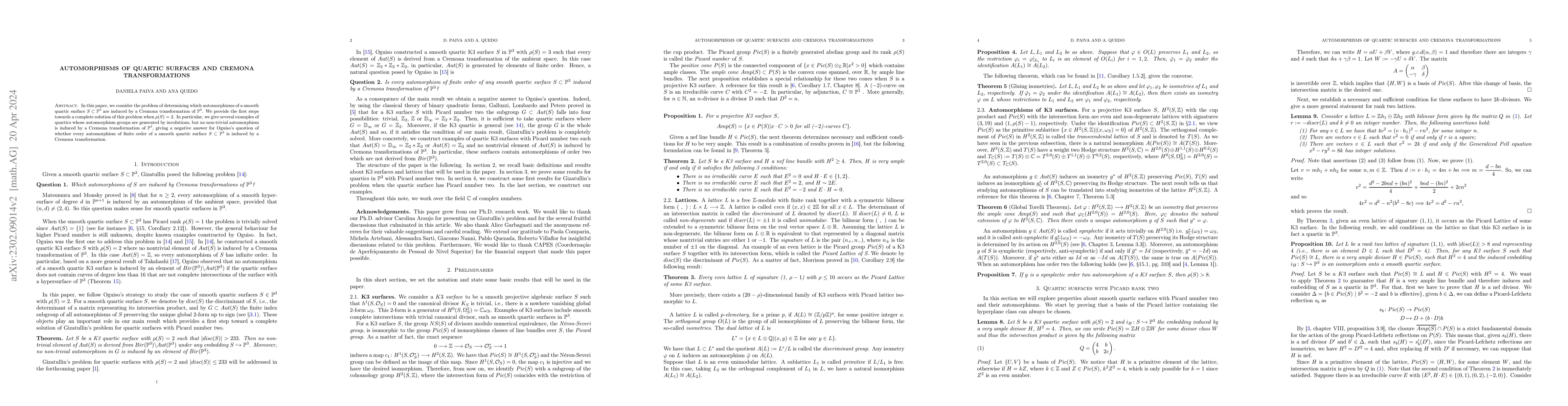 Thumbnail for Automorphisms of quartic surfaces and Cremona transformations