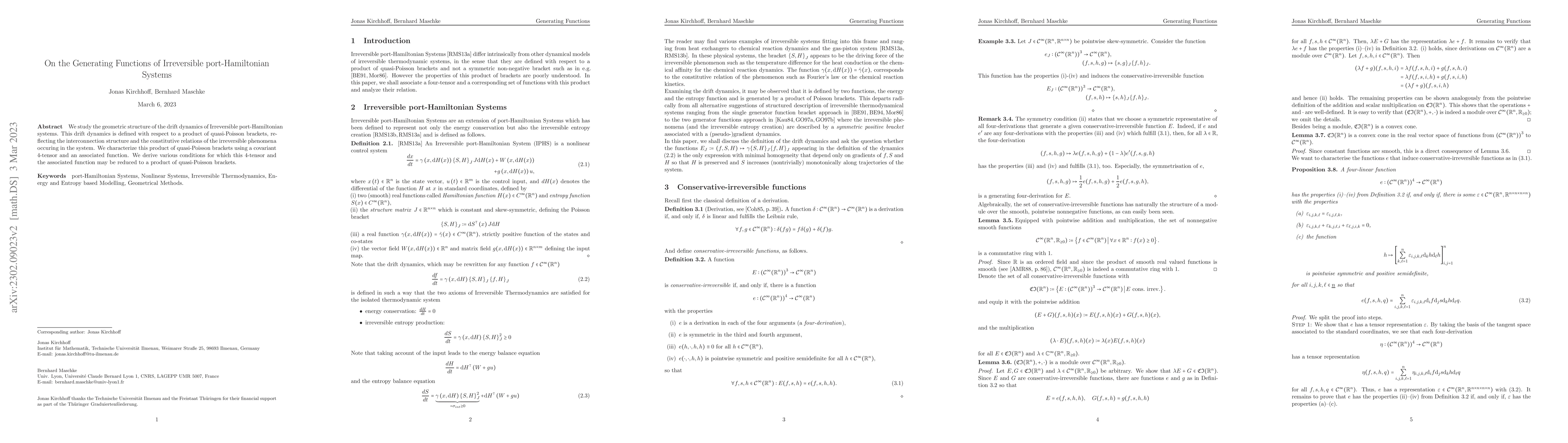 Thumbnail for On the Generating Functions of Irreversible port-Hamiltonian Systems