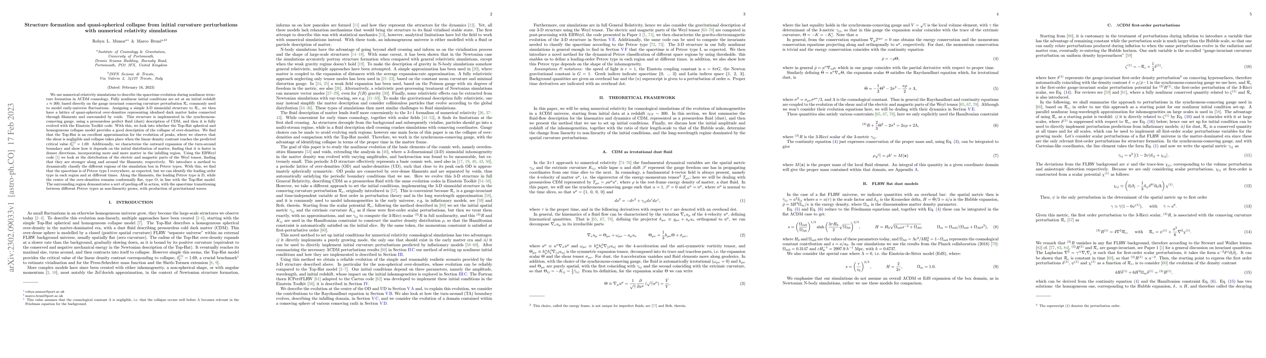 Thumbnail for Structure formation and quasi-spherical collapse from initial curvature
  perturbations with numerical relativity simulations