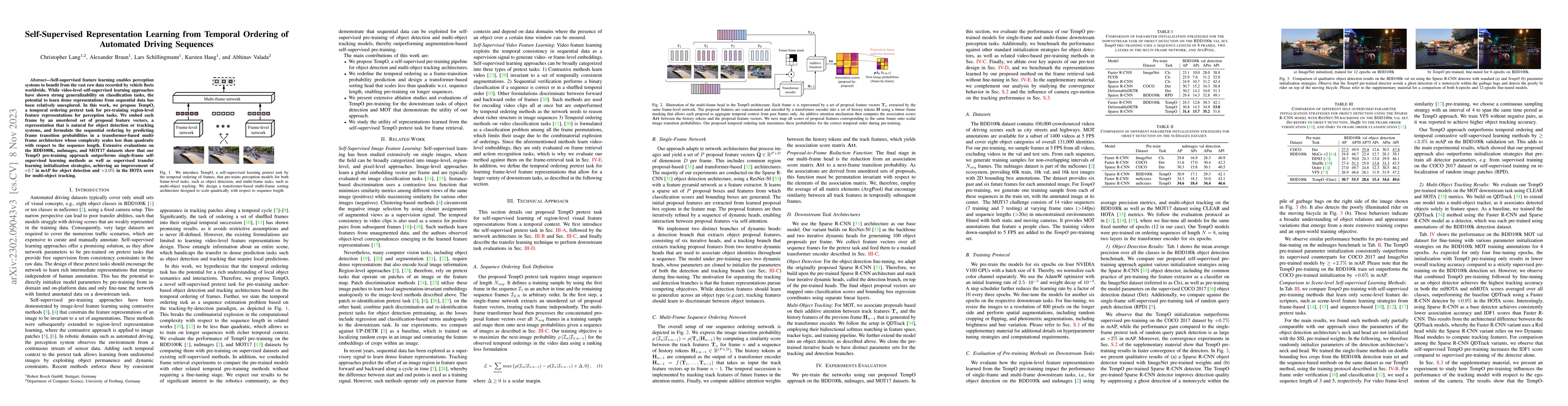 Thumbnail for Self-Supervised Representation Learning from Temporal Ordering of
  Automated Driving Sequences