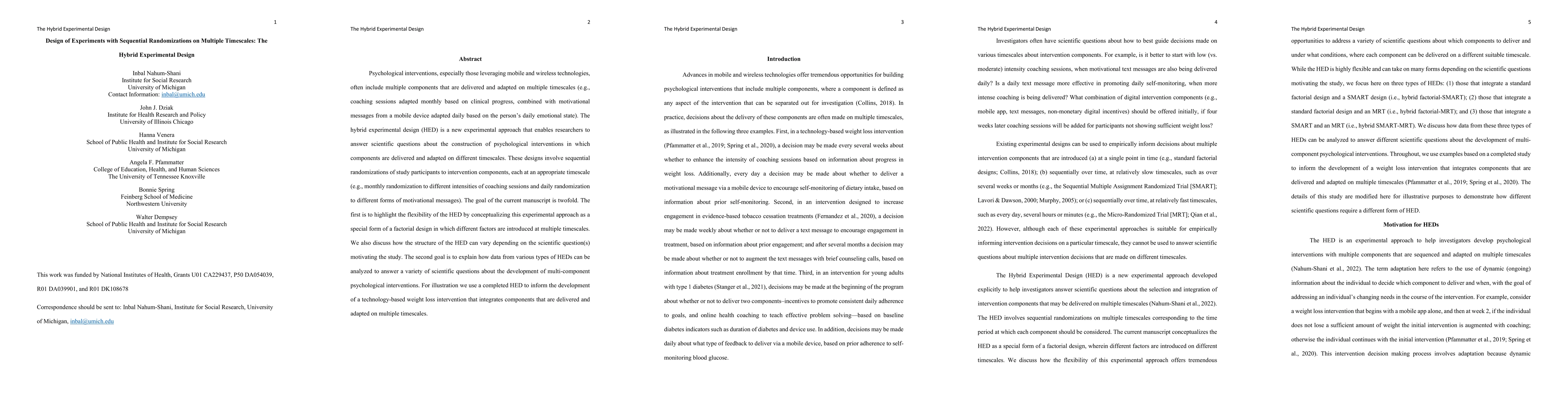 Thumbnail for Design of Experiments with Sequential Randomizations on Multiple
  Timescales: The Hybrid Experimental Design