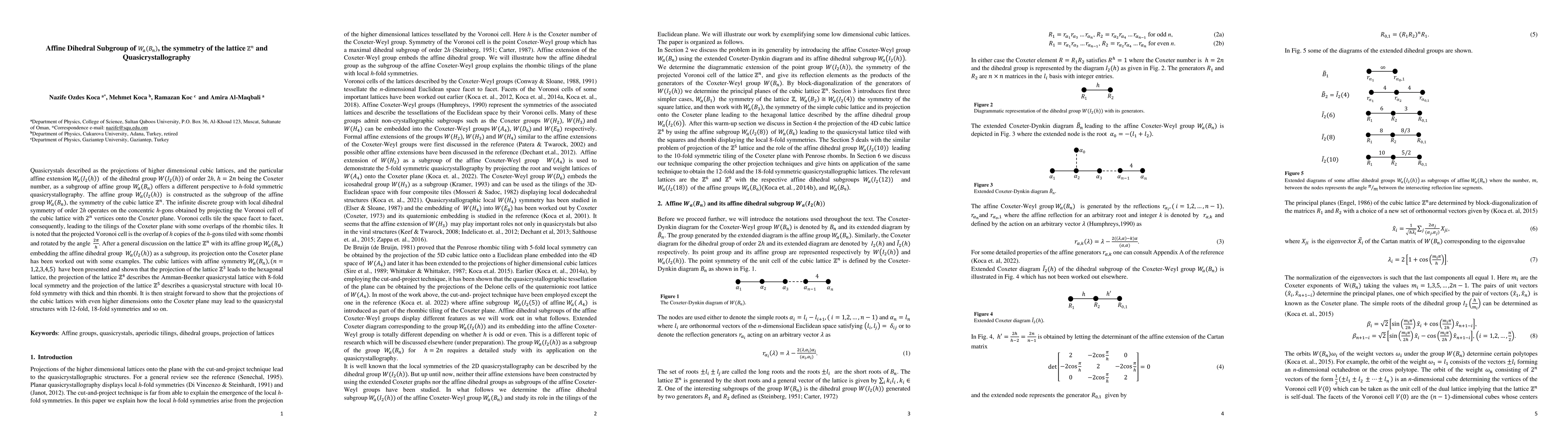 Thumbnail for Affine Dihedral Subgroups of Higher Dimensional Cubic Lattices
  $\mathbb{Z}^n$ and Quasicrystallography