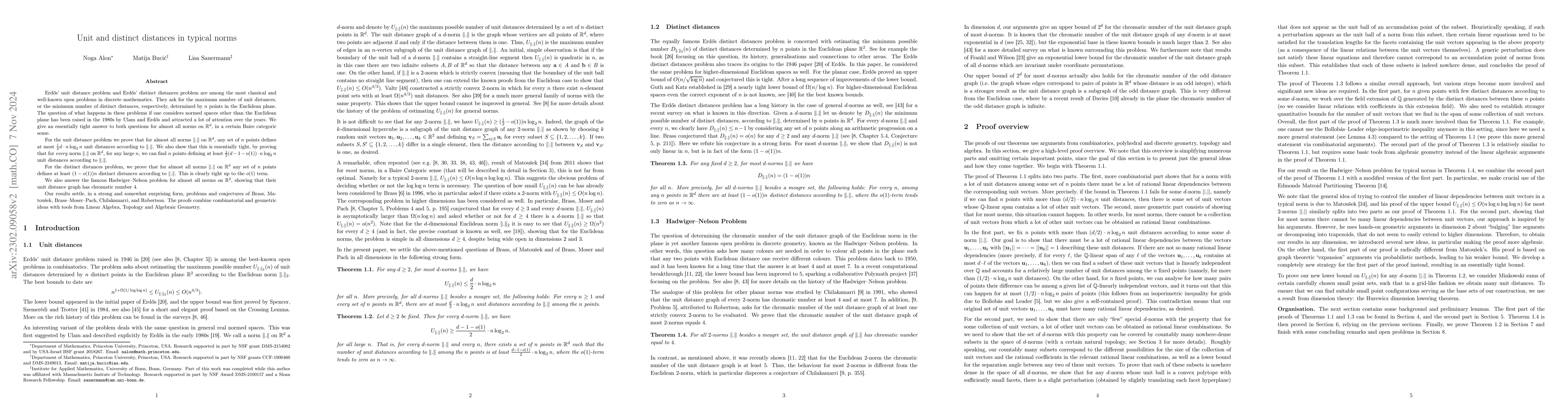 Thumbnail for Unit and distinct distances in typical norms
