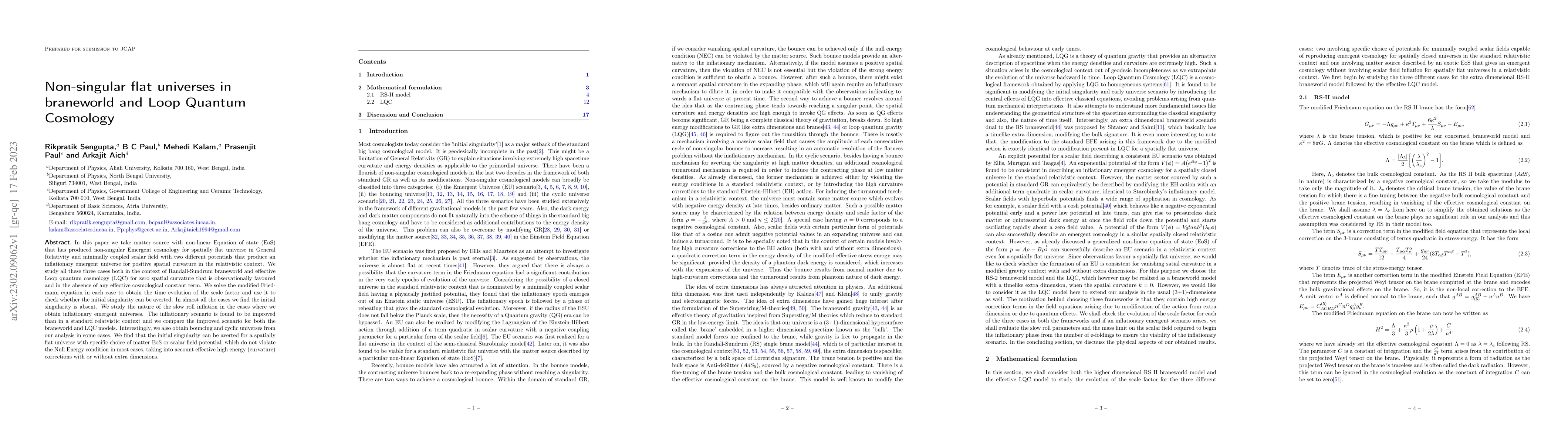 Thumbnail for Non-singular flat universes in braneworld and Loop Quantum Cosmology