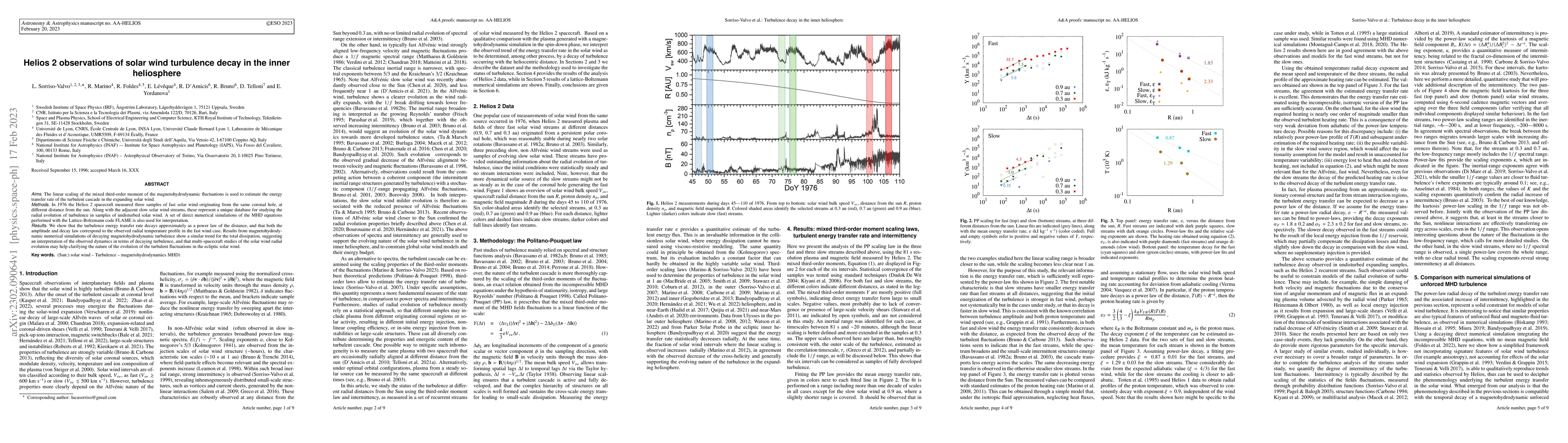 Thumbnail for Helios 2 observations of solar wind turbulence decay in the inner
  heliosphere