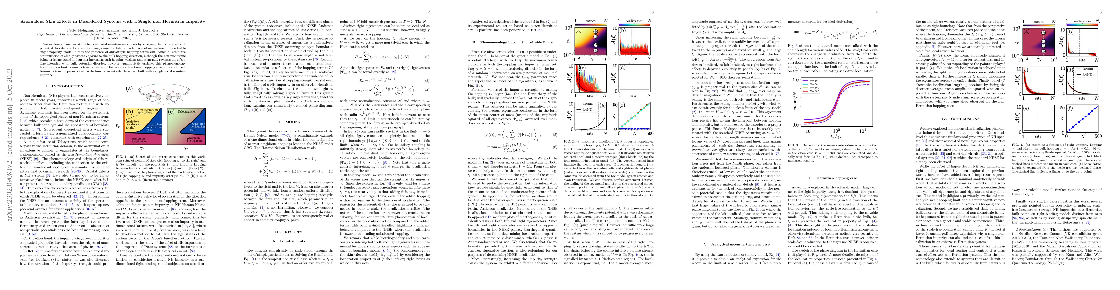 Thumbnail for Anomalous Skin Effects in Disordered Systems with a Single non-Hermitian
  Impurity