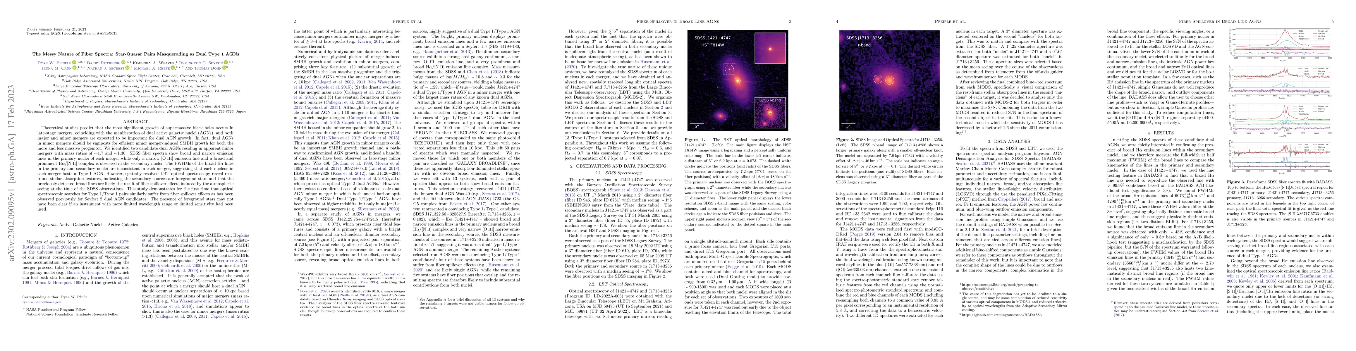 Thumbnail for The Messy Nature of Fiber Spectra: Star-Quasar Pairs Masquerading as
  Dual Type 1 AGNs