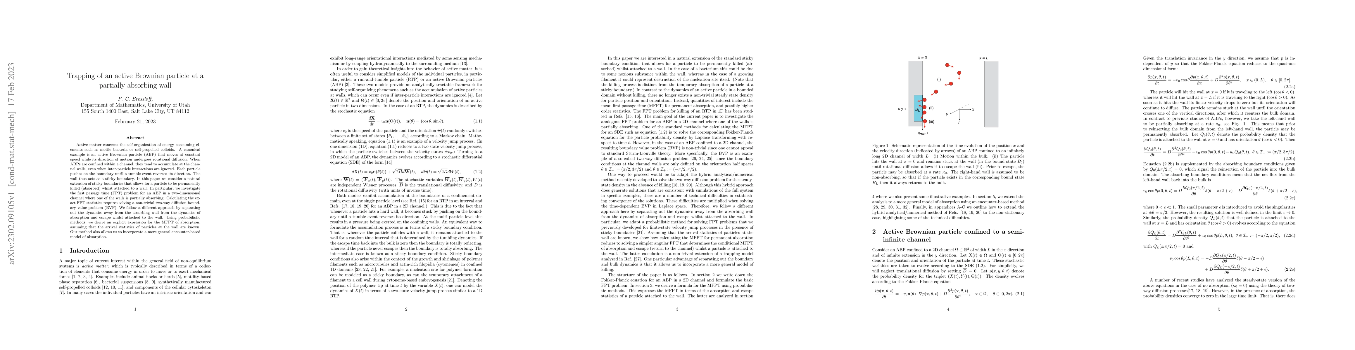 Thumbnail for Trapping of an active Brownian particle at a partially absorbing wall