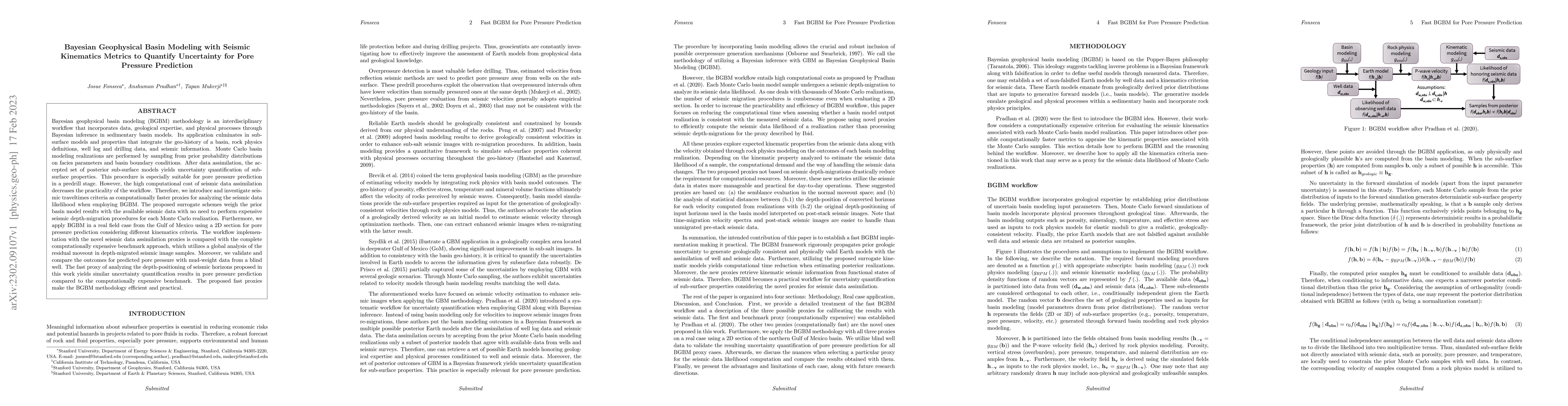 Thumbnail for Bayesian Geophysical Basin Modeling with Seismic Kinematics Metrics to
  Quantify Uncertainty for Pore Pressure Prediction