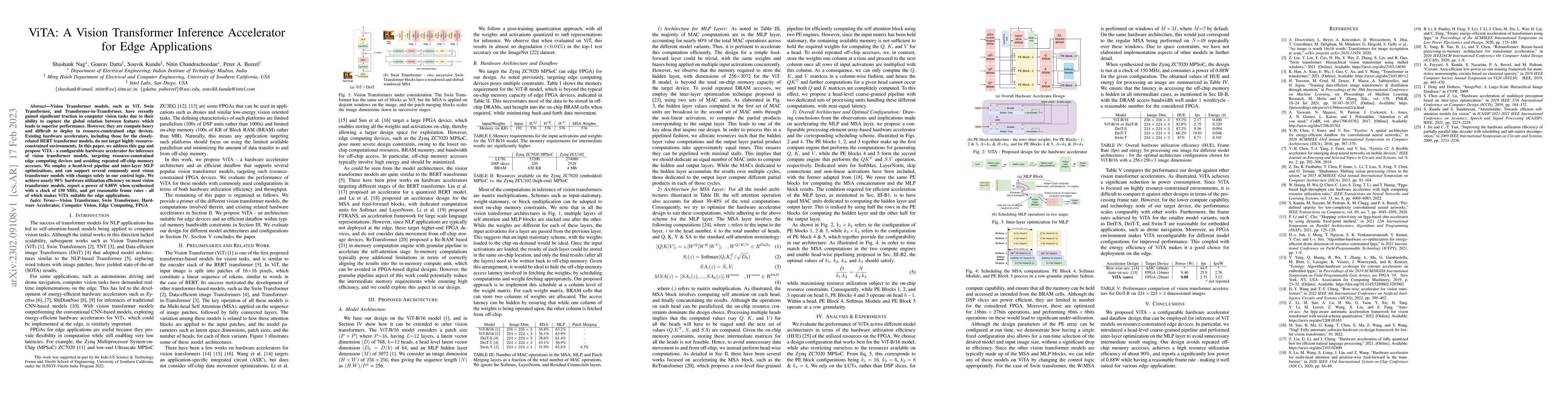 Thumbnail for ViTA: A Vision Transformer Inference Accelerator for Edge Applications