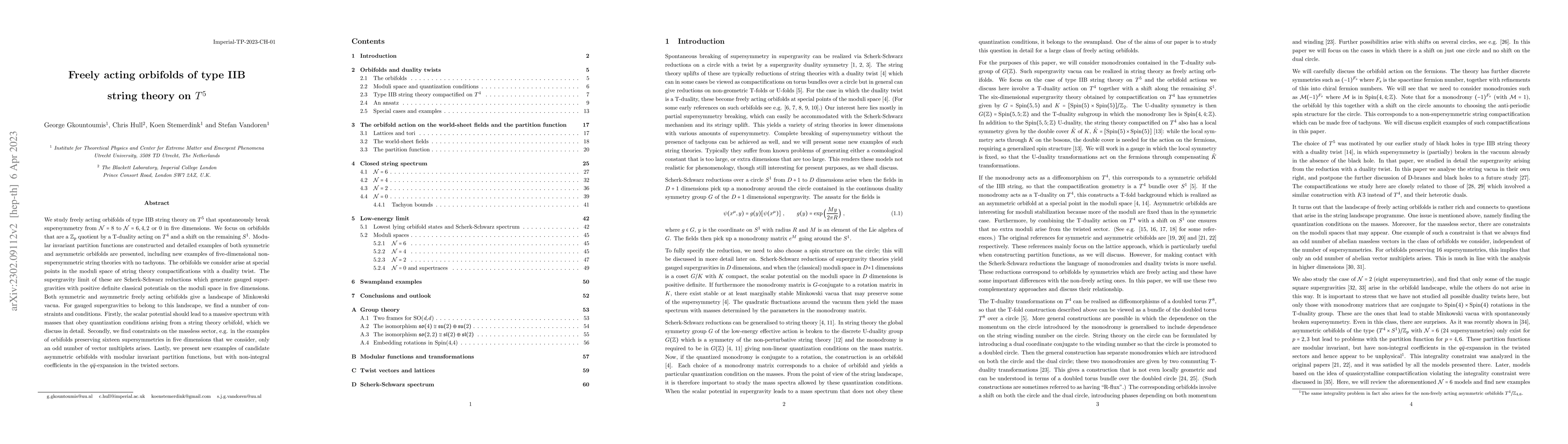 Thumbnail for Freely acting orbifolds of type IIB string theory on $T^5$