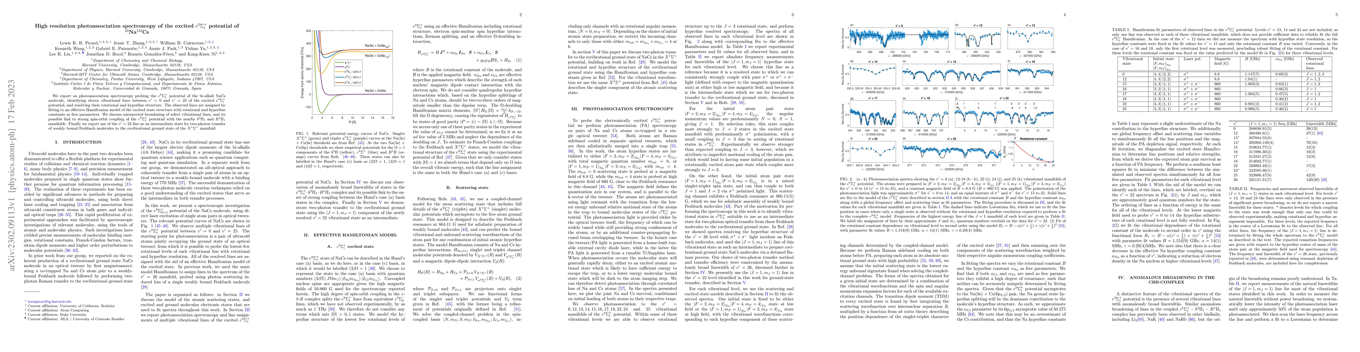 Thumbnail for High resolution photoassociation spectroscopy of the excited
  $c^3\Sigma_{1}^+$ potential of $^{23}$Na$^{133}$Cs