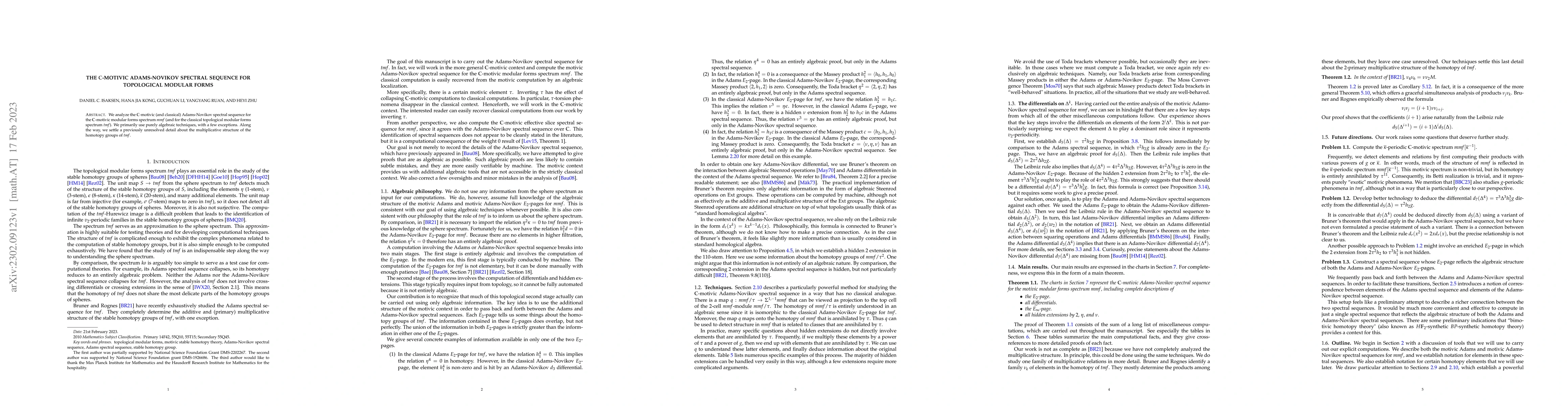 Thumbnail for The $\mathbb C$-motivic Adams-Novikov spectral sequence for topological
  modular forms