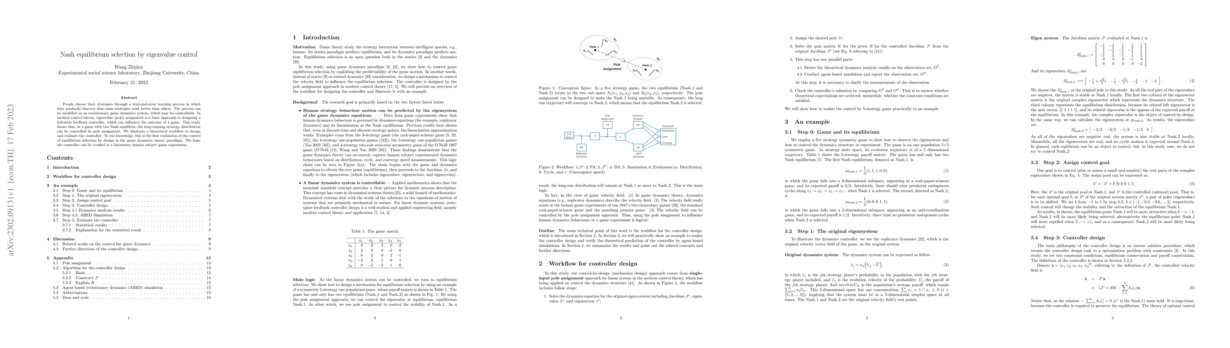 Thumbnail for Nash equilibrium selection by eigenvalue control