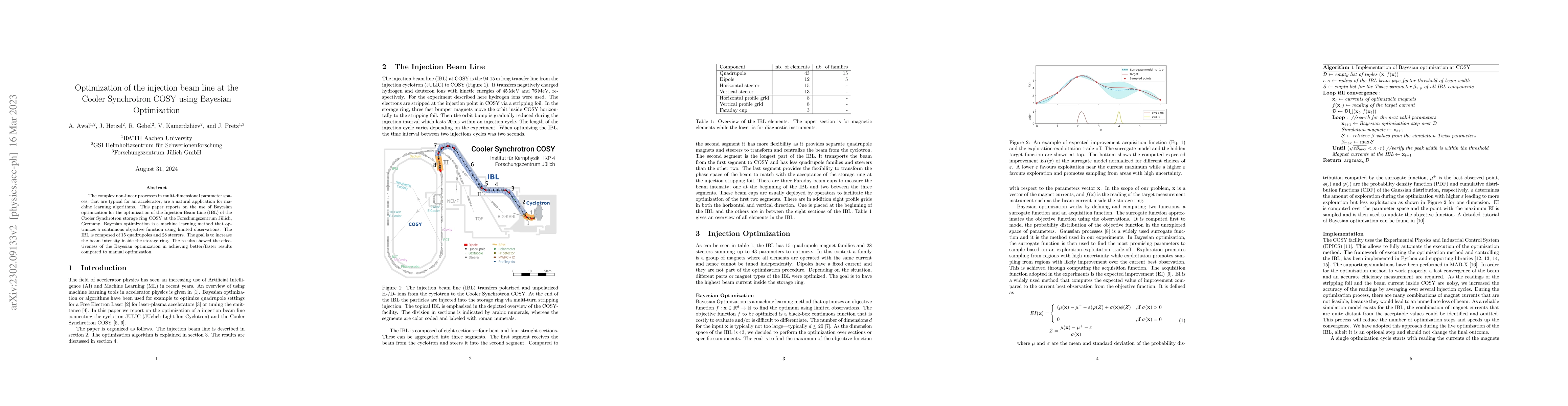 Thumbnail for Optimization of the injection beam line at the Cooler Synchrotron COSY
  using Bayesian Optimization