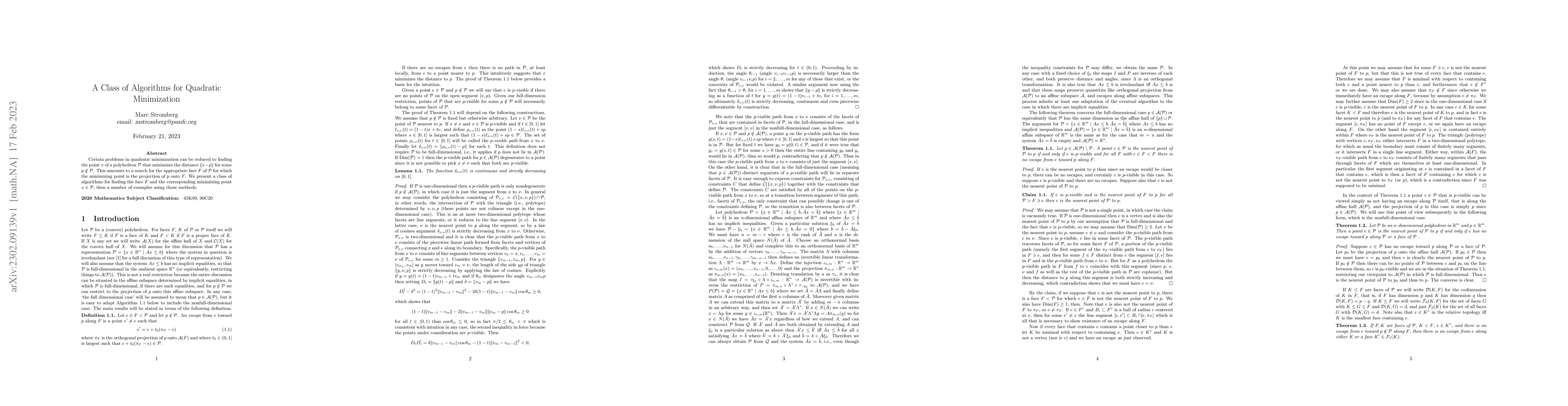 Thumbnail for A Class of Algorithms for Quadratic Minimization