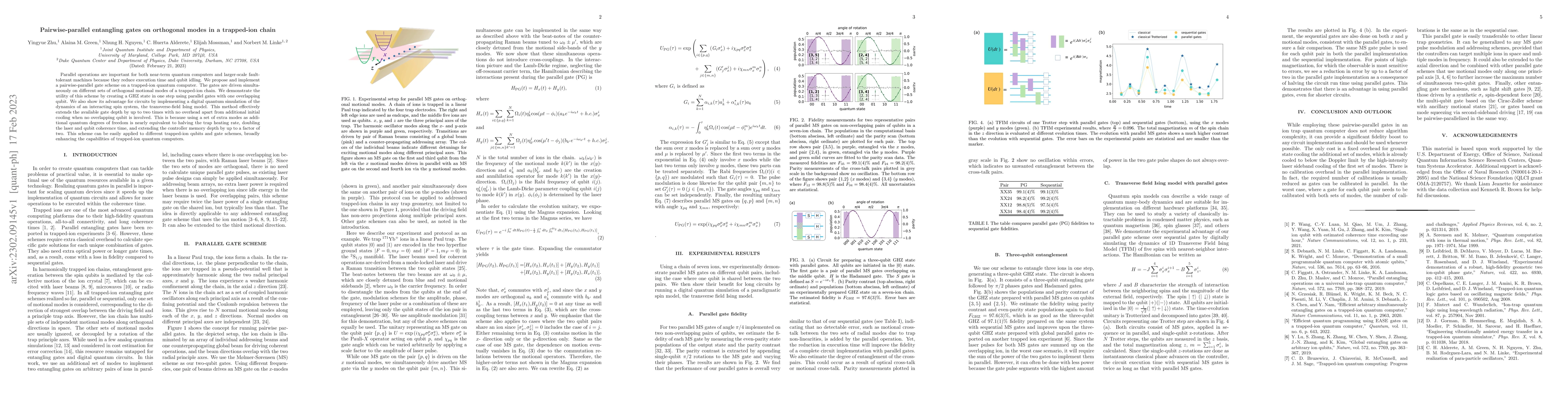 Thumbnail for Pairwise-parallel entangling gates on orthogonal modes in a trapped-ion
  chain